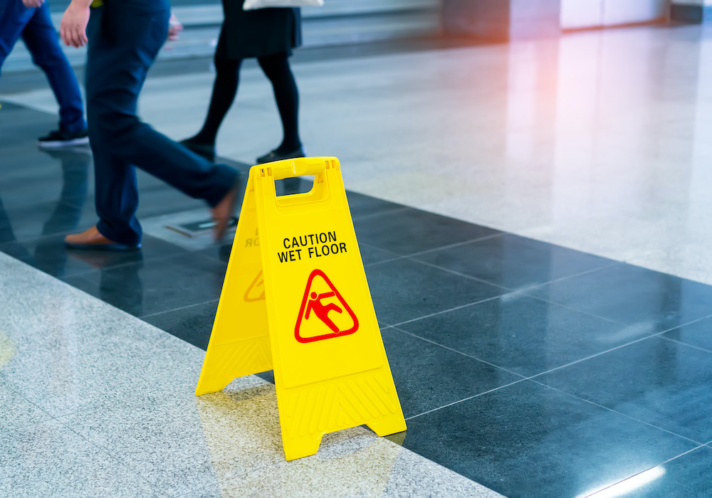 "Caution wet floor" sign